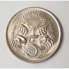 AUSTRALIA 1980 . FIVE 5 CENTS COIN . ECHIDNA